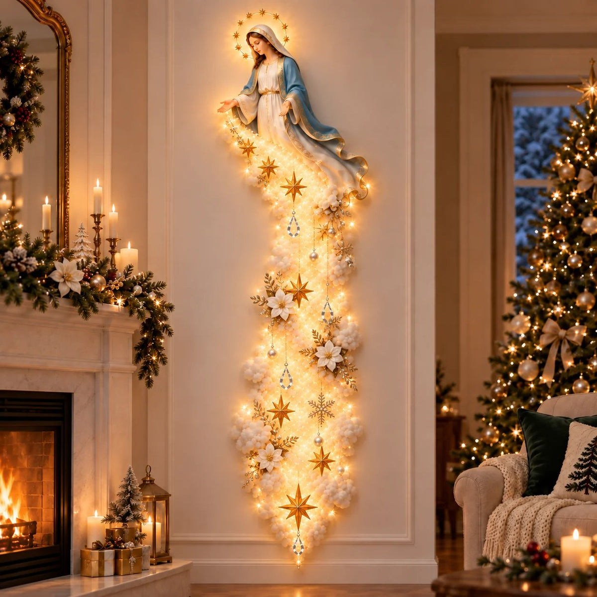 Luminária de Parede Natalina Nuvem Iluminada – Decoração de Natal 2,80 m