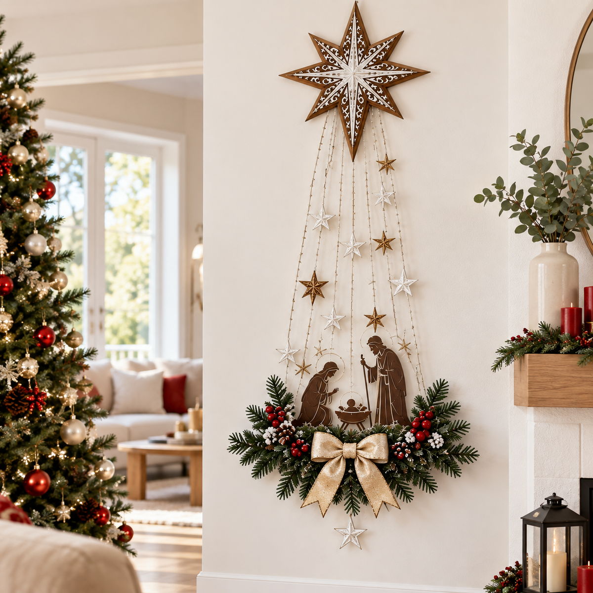 Presépio Iluminado de Parede – Estrela de Belém | Decoração Natalina